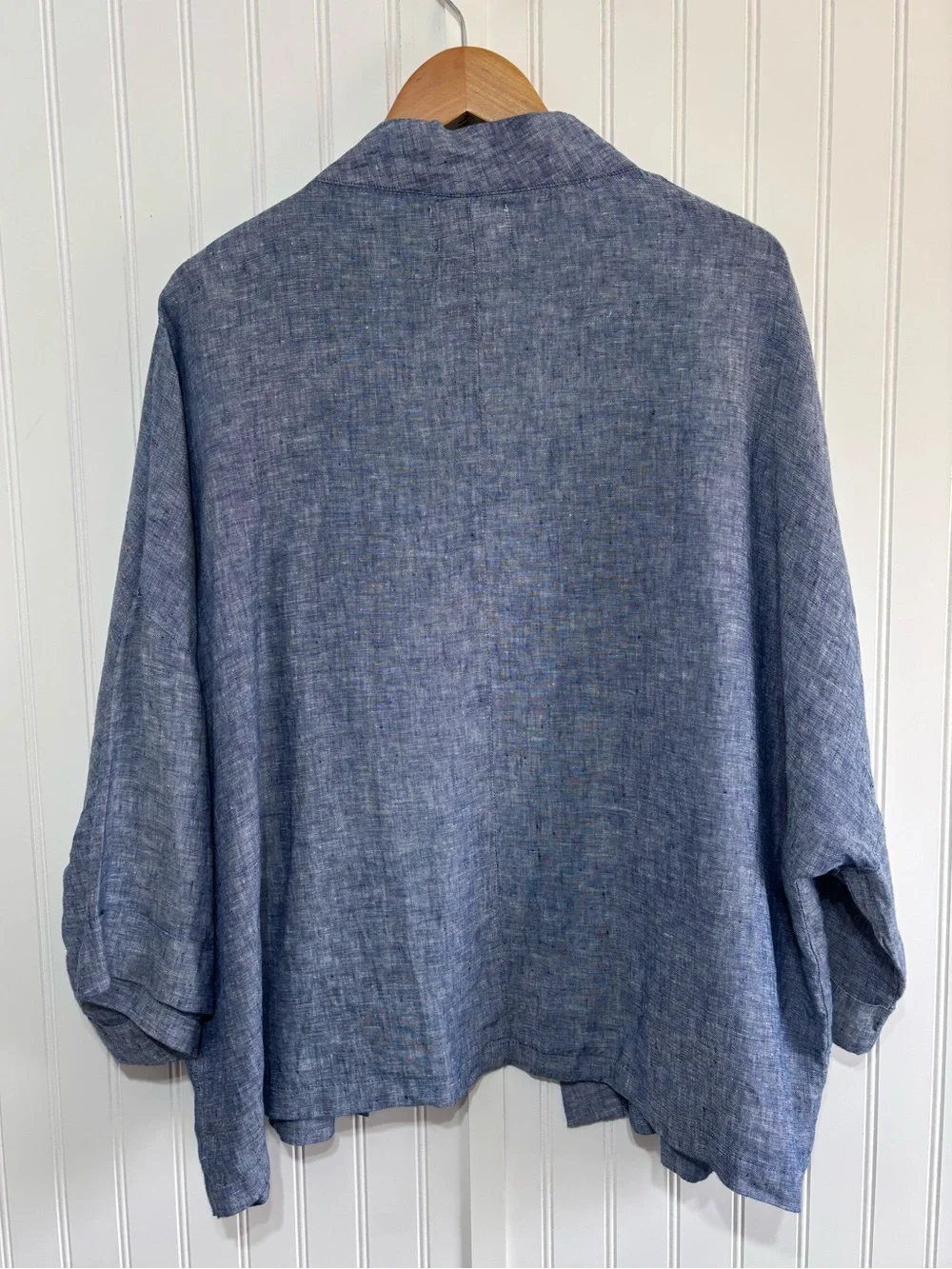 Andrea Jovine Linen Open Front Kimono Cardigan Blue XL Boho Coastal - Picture 6 of 10